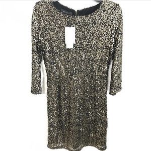 BNWT MM Couture by Miss Me Black/Gold Sequin Dress